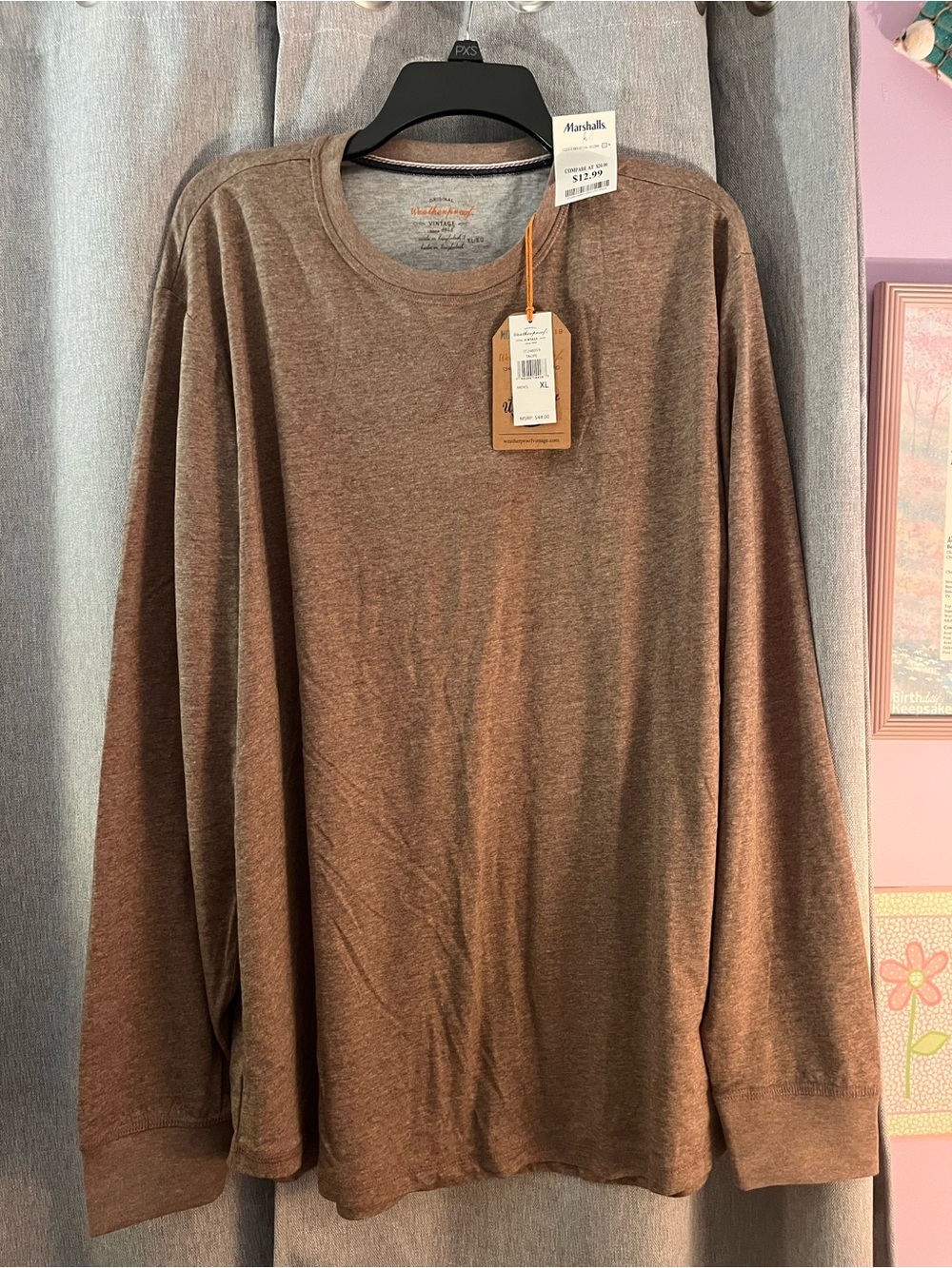 Vintage Brown Long-Sleeve Crewneck Shirt